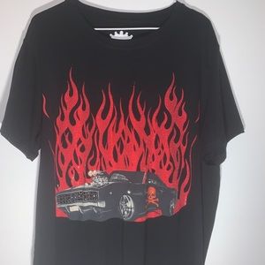 Black and red flame shirt